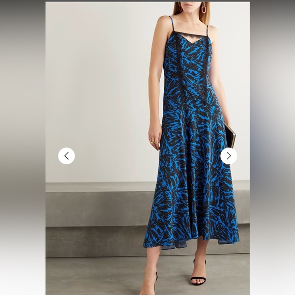 JASON WU Pleated lace-trimmed zebra-print crepe midi dress - Picture 1 of 12